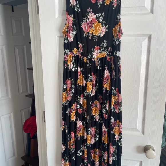 Torrid Black floral midi super soft Dress with yellow and pink flowers - Picture 4 of 4